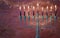 religion image of jewish holiday Hanukkah with white menorah & x28;traditional candelabra& x29;