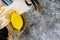 Religion jewish celebration holiday Sukkot. Etrog, lulav, hadas arava kippah and shofar tallit praying book