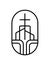 Religion line cross on building church Vector Logo Icon Illustration Isolated. Jesus Christ on Calvary is center
