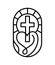 Religion line cross and heart in church. Vector logo icon illustration isolated. Jesus Christ on Calvary is center