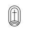 Religion line cross Vector Logo church Icon Illustration Isolated. Jesus Christ on Calvary is center christianity. God