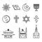 Religion line icons vector set