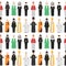 Religion people characters vector group of different nationalities human wearing traditional clothes seamless pattern