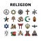 Religion, Prayer Cult And Atheism Icons Set Vector