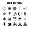 Religion, Prayer Cult And Atheism Icons Set Vector