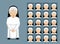 Religion White Nun Dress Cartoon Emotion Faces Vector Illustration