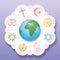 Religions United World Flower Peace Symbols