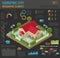 Religious architecture. Flat 3d isometric church and city map cr