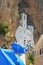 Religious architecture.  View of Ostrog monastery, located in an almost vertical rock. Montenegro