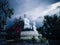 Religious Atmosphere Big White Buddha Statues In The Garden At Buddhist Monastery In Bali