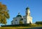 Religious building, Orthodox Christian cathedral with green dome