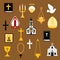 Religious christian and catholic flat icons