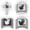 Religious community. Emblem template with dove and Holy Bible. Holy Spirit.