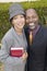 Religious Couple with Bible in garden portrait high angle view