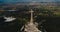 Religious Cross Monument Aerial Drone, Mount Puig De Sant Salvador, Felanitx, Majorca