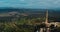 Religious Cross Monument Aerial Drone, Mount Puig De Sant Salvador, Felanitx, Majorca, Spain