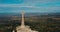 Religious Cross Monument Aerial Drone, Mount Puig De Sant Salvador, Felanitx, Majorca, Spain