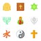 Religious faith icons set, cartoon style