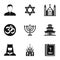 Religious faith icons set, simple style