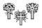 Religious Flower Crosses Set, Floral Cross, Faith Cross line drawing illustration vector