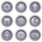 Religious icons on modern vector buttons