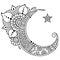 Religious Islamic symbol of the Star and the Crescent with flower in mehndi style. Decorative sign for making and tattoos. Eastern