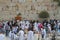 Religious Jews in white prayer shawls