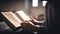 A religious man reading and studding the bible in the church with blurred background Generative AI Illustration
