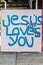 Religious mural saying `Jesus Loves You