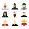 Religious people icon set, flat style