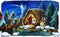 Religious scene with three kings and the holy family traditional illustration for children