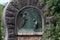 Religious sculpture relief made in bronze on the Annunciation of the Virgin Mary