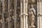 Religious sculptures on the facade of the Cathedral of Seville, Andalusia, Spain.