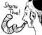 A religious with a shofar. Hasid blows the shofar on Rosh Hashanah. Sketch, doodle, hand draw. Lettering inscription Shana Tov