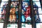 Religious Stained Glass in the Koekelberg Basilica in Brussels, Belgium