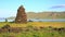 Religious stone structures on lakeshore