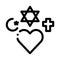 Religious tolerance icon vector outline illustration