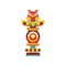 Religious totem pole, traditional native cultural tribal symbol vector Illustration on a white background