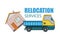 Relocation service. Moving concept. Cargo Truck is transporting. Delivery freight truck illustration. Transport company