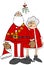 Reluctant Santa & Mrs. Claus standing under the mistletoe