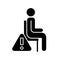 Remain seated black glyph manual label icon