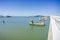 The remaining pylons of the old Oakland - Yerba Buena bay bridge, San Francisco skyline in the background, California