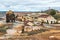 Remains of abandoned mine of copper, gold and silver in Tharsis village in Huelva, Andalusia, Spain