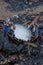 Remains of a aluminium drinks can that has been washed up on the beach in Irvine North Ayrshire ion Scotland