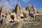 Remains of ancient dwellings in the rocks of Cappadocia
