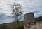 The remains of an ancient observation tower in the mountains.