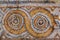 Remains of artful mosaics decorating floors of houses in Ephesus, Turkey