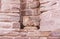 The remains of a bas-relief in a niche in the ruins of Roman Temple in Petra. Near Wadi Musa city in Jordan