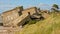 Remains of bombed sovjet bunkers on the coast of the Baltic sea at Karosta