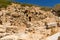 Remains of buildings and structures at the ancient Doric settlement of Itanos on the coast of Crete